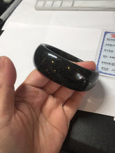 Load image into Gallery viewer, 61mm 100% Natural dark green/black meteorite Stellar Night sky broad style nephrite Jade bangle HF92-1032
