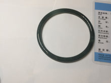 Load image into Gallery viewer, 62.5mm Certified Type A 100% Natural deep sea dark green/blue/black slim round cut Guatemala Jadeite bangle PC162-7020
