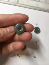 Load image into Gallery viewer, 12-19mm Type A 100% Natural dark green black gray(老油青) Jadeite Safety Guardian Button donuts pendant PF10
