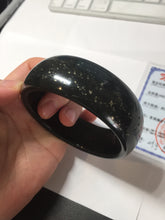Load image into Gallery viewer, 61mm 100% Natural dark green/black meteorite Stellar Night sky broad style nephrite Jade bangle HF92-1032
