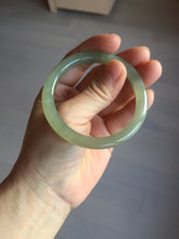 Load image into Gallery viewer, 52.5mm Certified 100% Natural icy waery light green/yellow/gray round cut nephrite jade bangle HN35-3599
