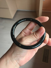Load image into Gallery viewer, 60.8mm certified 100% Natural dark green/black meteorite round cut nephrite bangle HT170-0577
