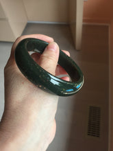 Load image into Gallery viewer, 62.2mm 100% Natural Dark Green/Black Meteorite Starry Night Sky Galaxy Nephrite Bangle HK4-5902
