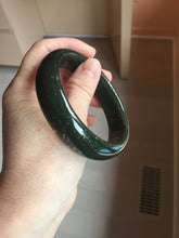 Load image into Gallery viewer, 62.2mm 100% Natural Dark Green/Black Meteorite Starry Night Sky Galaxy Nephrite Bangle HK4-5902
