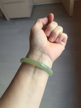 Load image into Gallery viewer, 52.5mm Certified 100% Natural icy waery light green/yellow/gray round cut nephrite jade bangle HN35-3599
