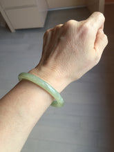 Load image into Gallery viewer, 52.5mm Certified 100% Natural icy waery light green/yellow/gray round cut nephrite jade bangle HN35-3599

