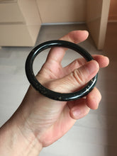 Load image into Gallery viewer, 60.8mm certified 100% Natural dark green/black meteorite round cut nephrite bangle HT170-0577
