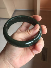 Load image into Gallery viewer, 62.2mm 100% Natural Dark Green/Black Meteorite Starry Night Sky Galaxy Nephrite Bangle HK4-5902
