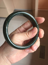 Load image into Gallery viewer, 62.2mm 100% Natural Dark Green/Black Meteorite Starry Night Sky Galaxy Nephrite Bangle HK4-5902
