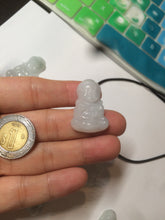 Load image into Gallery viewer, 100% Natural light green white jadeite Jade baby buddha (宝宝佛) pendant AX27
