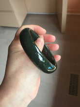 Load image into Gallery viewer, 62.2mm 100% Natural Dark Green/Black Meteorite Starry Night Sky Galaxy Nephrite Bangle HK4-5902
