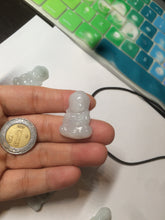 Load image into Gallery viewer, 100% Natural light green white jadeite Jade baby buddha (宝宝佛) pendant AX27
