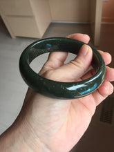 Load image into Gallery viewer, 62.2mm 100% Natural Dark Green/Black Meteorite Starry Night Sky Galaxy Nephrite Bangle HK4-5902
