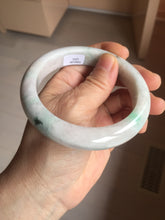 Load image into Gallery viewer, 61.5mm Type A 100% Natural sunny green/light white/purple chubby Jadeite Jade bangle with defects PJ59-1253
