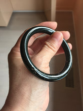 Load image into Gallery viewer, 54.2mm certified 100% Natural dark green/black meteorite round cut nephrite bangle HT169-0567

