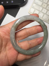 Load image into Gallery viewer, 54.5mm Certified Type A 100% Natural light green/gray/black round cut Jadeite bangle J147-3893
