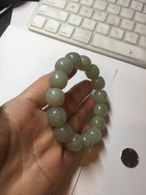 Load image into Gallery viewer, 14x13mm 100% Natural light green/gray vintage style nephrite Jade bead bracelet HT122
