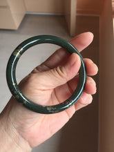 Load image into Gallery viewer, 60.9mm 100% Natural Dark Green/Black Meteorite Star Night Sky Galaxy Round Cut Nephrite Bangle HK3-0558
