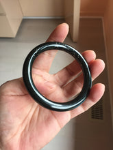 Load image into Gallery viewer, 54.2mm certified 100% Natural dark green/black meteorite round cut nephrite bangle HT169-0567
