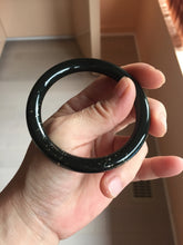 Load image into Gallery viewer, 54.2mm certified 100% Natural dark green/black meteorite round cut nephrite bangle HT169-0567
