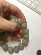 Load image into Gallery viewer, 14x13mm 100% Natural light green/gray vintage style nephrite Jade bead bracelet HT122
