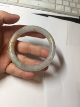 Load image into Gallery viewer, 53.3mm certified 100% natural Type A sunny green white carved and golden-painted jadeite jade bangle PF75
