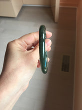 Load image into Gallery viewer, 60.9mm 100% Natural Dark Green/Black Meteorite Star Night Sky Galaxy Round Cut Nephrite Bangle HK3-0558
