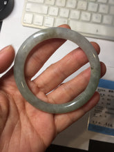 Load image into Gallery viewer, 54.5mm Certified Type A 100% Natural light green/gray/black round cut Jadeite bangle J147-3893
