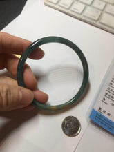Load image into Gallery viewer, 58.3mm Certified Type A 100% Natural dark green/blue/gray Guatemala slim round cut Jadeite bangle PF12-5875
