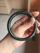 Load image into Gallery viewer, 64mm 100% Natural Dark Green/Black Meteorite Starry Night Sky Galaxy round cut Nephrite Bangle HK1-0552
