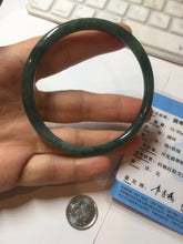 Load image into Gallery viewer, 58.3mm Certified Type A 100% Natural dark green/blue/gray Guatemala slim round cut Jadeite bangle PF12-5875
