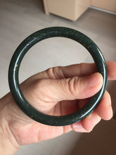 Load image into Gallery viewer, 64mm 100% Natural Dark Green/Black Meteorite Starry Night Sky Galaxy round cut Nephrite Bangle HK1-0552
