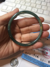 Load image into Gallery viewer, 58.3mm Certified Type A 100% Natural dark green/blue/gray Guatemala slim round cut Jadeite bangle PF12-5875
