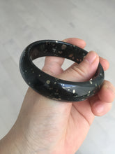 Load image into Gallery viewer, 59mm 100% Natural dark green/black meteorite Stellar Night sky nephrite Jade bangle HF94-1030
