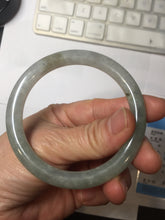 Load image into Gallery viewer, 54.5mm Certified Type A 100% Natural light green/gray/black round cut Jadeite bangle J147-3893
