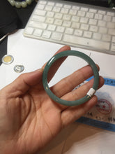 Load image into Gallery viewer, 53.5mm Certified Type A 100% Natural dark green/blue/yellow Guatemala slim Jadeite bangle PF13-5872
