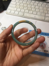 Load image into Gallery viewer, 53.5mm Certified Type A 100% Natural dark green/blue/yellow Guatemala slim Jadeite bangle PF13-5872
