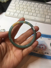 Load image into Gallery viewer, 53.5mm Certified Type A 100% Natural dark green/blue/yellow Guatemala slim Jadeite bangle PF13-5872
