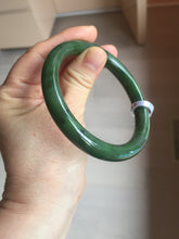 Load image into Gallery viewer, 59mm certified 100% Natural dark green black (碧玉) round cut nephrite Jade bangle HT107-1580
