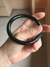 Load image into Gallery viewer, 62.5mm 100% Natural Dark Green/Black Meteorite Starry Night Sky Galaxy Nephrite Bangle HK2-0564
