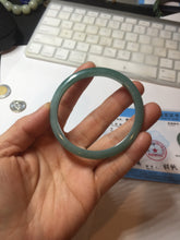 Load image into Gallery viewer, 53.5mm Certified Type A 100% Natural dark green/blue/yellow Guatemala slim Jadeite bangle PF13-5872
