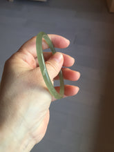 Load image into Gallery viewer, 59mm Certified 100% Natural light green/yellow/gray slim round cut nephrite jade bangle HN34-9226
