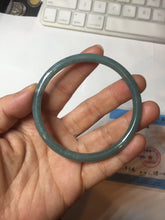 Load image into Gallery viewer, 57.5mm Certified Type A 100% Natural icy watery deep sea dark green/blue/gray/black Guatemala slim round cut Jadeite bangle PC65-7040
