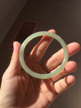 Load image into Gallery viewer, 57.6mm Certified 100% Natural light green gray Nephrite Bangle HN141-3359
