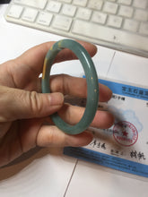 Load image into Gallery viewer, 53.5mm Certified Type A 100% Natural dark green/blue/yellow Guatemala slim Jadeite bangle PF13-5872
