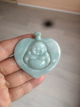 Load image into Gallery viewer, Type A 100% Natural light green/white Jadeite Jade Buddha in my heart Pendant AX34
