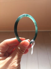 Load image into Gallery viewer, 57.3mm Type A 100% Natural icy black(WuJi 冰乌鸡) blue gray Guatemala Slim Round Cut Jadeite Bangle PJ158-1380
