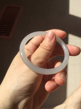Load image into Gallery viewer, 51mm Certified 100% Natural Icy Pale Smoky Purple (烟紫) Gray Black Round Cut Nephrite Jade Bangle HN140-3371
