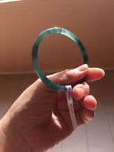 Load image into Gallery viewer, 57.3mm Type A 100% Natural icy black(WuJi 冰乌鸡) blue gray Guatemala Slim Round Cut Jadeite Bangle PJ158-1380
