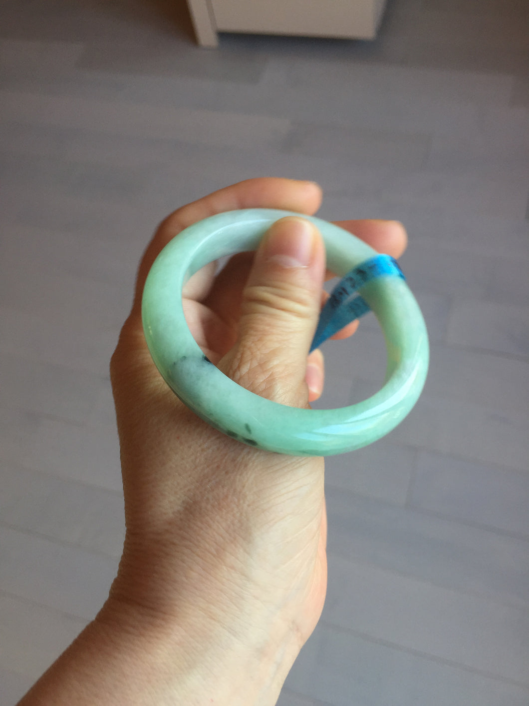 54mm Certified Type A 100% Natural apple green dark green Jadeite Jade bangle BM23-0236